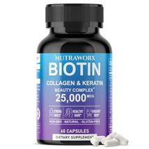 Nutraworx Biotin, Collagen, &amp; Keratin - Supplement for Hair, Skin, &amp; Nails - £22.28 GBP