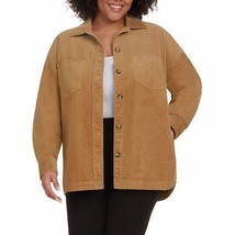 Matty M Women&#39;s Plus Size 3X Camel Corduroy Shirt Jacket Shacket NWT - $21.59