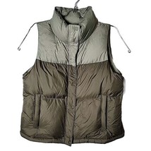 PrAna Women M Down Two Tone Green Adjustable Strap Waist Snap Zip Puffer Vest - £46.68 GBP