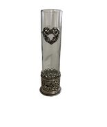 Brighton Silver Tone Heart Bud Vase Shot Glass Holder Ornate Floral Scro... - $30.60