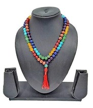 Hand Made Rainbow 7 Chakra mala Buddha Meditation Yoga Necklace Throat 108+1 - £52.90 GBP