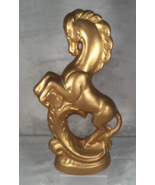 Vintage Ceramic Rearing Horse Stallion Statue Figurine Hand Painted Gold... - $17.77