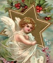 1909 Embossed Christmas Postcard Victorian Angel With A Star - £17.03 GBP