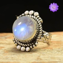 Rainbow Moonstone Gemstone 925 Silver Ring Handmade Jewelry Ring For Women - £7.31 GBP