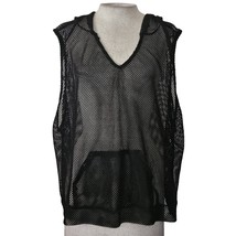 Black Mesh Sleeveless Pullover Hooded Top Size 2X - £19.46 GBP