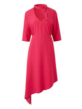 women Simply Be HOT-PINK Choker Neck Asymmetric Hem Dress - Plus Size 12 to 30 - $21.89