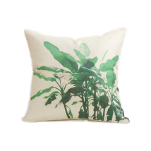 home decorative green leaves pattern imitation linen sofa back cushion pillow - £10.93 GBP