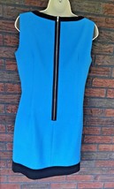 London Times Sz 6 Blue Sheath Slimming Color Block Back Zip Lined Stretch Dress - £9.23 GBP