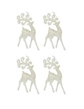 2 Pack White Plastic Christmas Reindeer Ornaments with Glitter, 6 in. x 2.5 in - £3.92 GBP