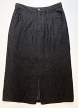 Eddie Bauer Wool Blend Midi Skirt Womens 8 Dark Gray Long Lined Slit Poc... - $18.69