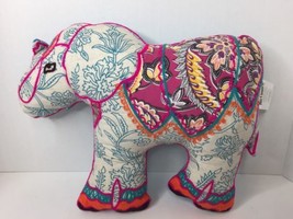 Pier 1 Imports Elephant Floral Embroidered Pillow Decor Plush Stuffed Animal - £18.27 GBP