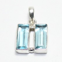 925 Sterling Silver Blue Topaz Necklace Handmade Birthstone Jewelry - £25.91 GBP