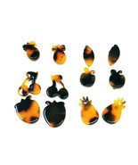 6 PACK STUD EARRINGS SET BLACK BROWN TORTOISE ACRYLIC STONE FRUIT SHAPED... - €4,90 EUR