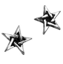 Alchemy Gothic Pentagram Stud Pewter Earrings Pair Surg Steel Posts Magick E164 - £11.15 GBP