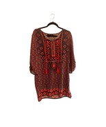 Urban Coco Womens Medium Boho Tunic Dress Popover Shirt Tassels Floral - $460.26 MXN