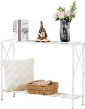 Wimarsbon Sofa Tables, 41.9&quot; Entryway Table, White Faux Marble + White Frame - £42.33 GBP