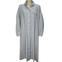 Vintage LL Bean Womens Shift Shirt Dress Size M Blue Seersucker Stripe 3... - $49.45