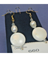 Gold 18k Pearl Natural Shell Gemstone Earrings Facilitate-love #660 - £9.26 GBP