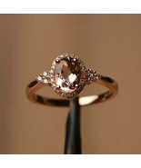 2Ct Oval Cut Simulated Morganite Halo Engagement Ring 14K Rose Gold Plated - £32.95 GBP