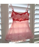 Victoria’s Secret Angels sz XS Cami Babydoll Pink red lace Top sheer mes... - €30,11 EUR