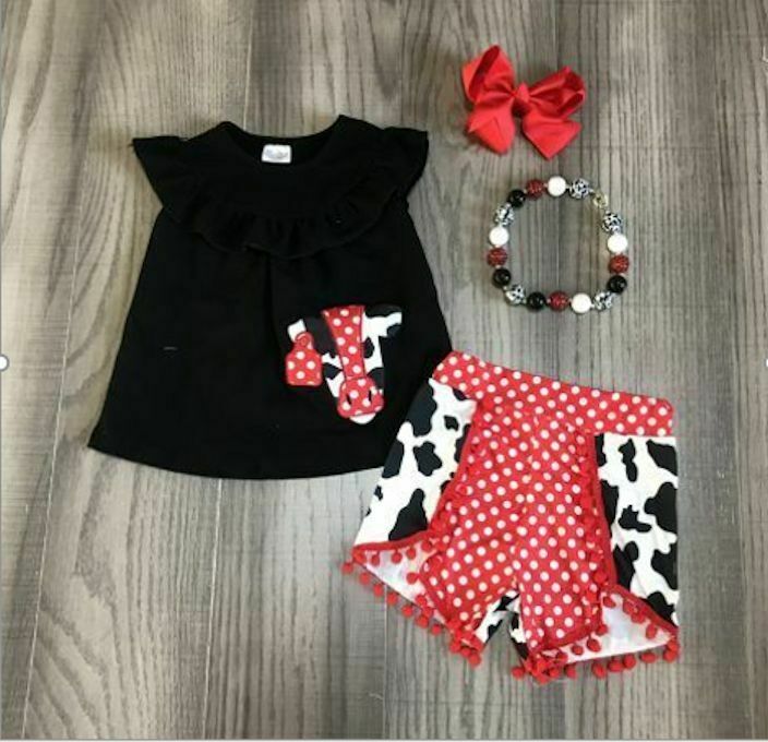 NEW Boutique Cow Girls Shorts Outfit  - $3.89+