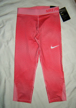 Nike Pro Girls Capri Leggings Pink Tight Fit L Large - $14.99