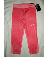 Nike Pro Girls Capri Leggings Pink Tight Fit L Large - $283.25 MXN