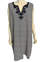 Charter Club Women&#39;s Sleeveless Striped Shift Dress Black/White 3X - $23.74