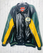 Green Bay Packers Black Green Gold Leather NFL Jacket XXL - £22.96 GBP