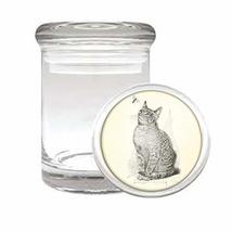 Vintage Cat Em1 Medical Glass Stash Jar 3&#39;&#39; X 2&#39;&#39; Herb And Spice Storage Air Tig - £6.35 GBP