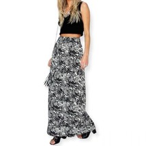 NEW Boohoo Black Two Tone Leaf Print Maxi Skirt Size 6 - £14.21 GBP