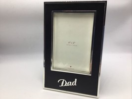 Red Envelope Picture Frame Dad Black Leather Silver Plate 8x5 NEW Father... - $44.09