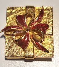 A&amp;S (Attwood and Sawyer)  Red Enamel Gift Box~ Brooch - £39.10 GBP