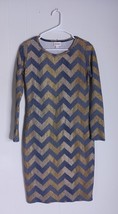 Lularoe Shimmer Silver Gold Chevron Design Dress Women&#39;s Size S - $364.37 MXN