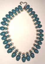 VTG Necklace Turquoise Color Teardrop Crown Classic Elegant OldMoney Luxury Gift - £38.84 GBP