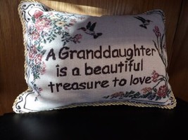 Vintage Throw Pillow Tapestry Granddaughter is a Beautiful Treasure to Love - £6.72 GBP