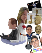 Personalized Bobblehead Bride Holding A Bouquet Dragging Groom To The Altar - We - £124.69 GBP