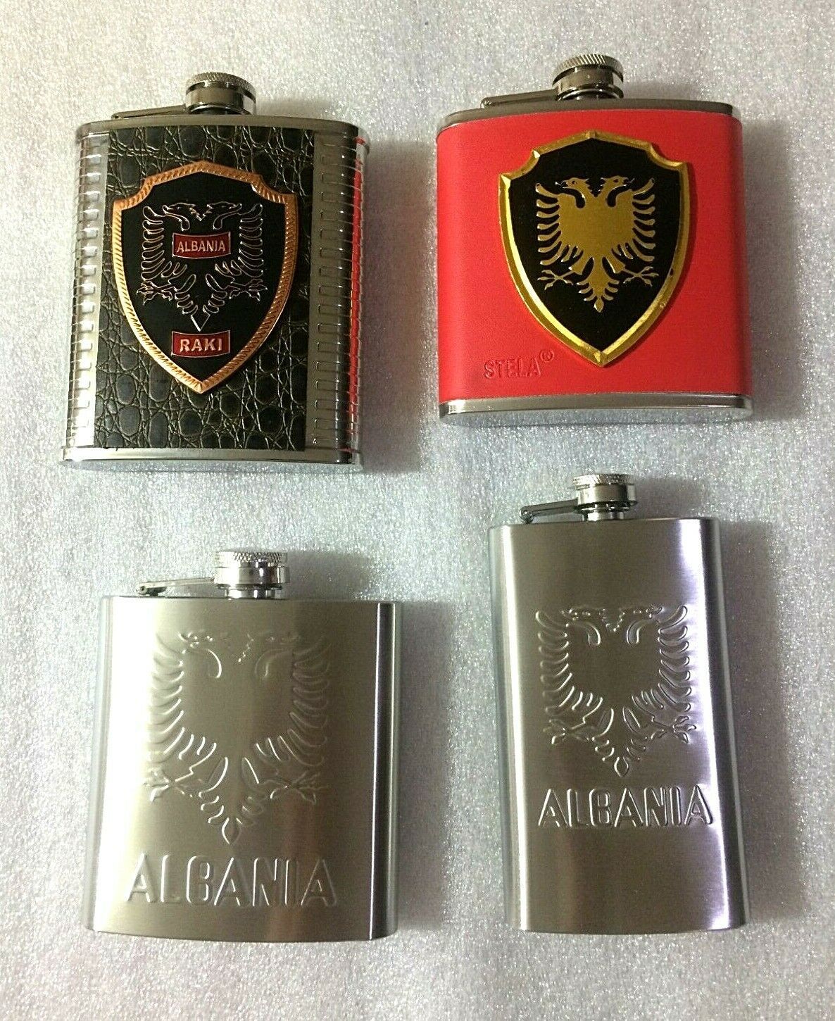 New Albania National Country Flag unused Stainless Steel 4 model Hip Drink Flask - £11.99 GBP