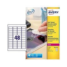 Avery L6113-20 Anti Tamper Labels (A4 Sheets of 45.7 x 21.2 mm, 48 Label... - £87.83 GBP