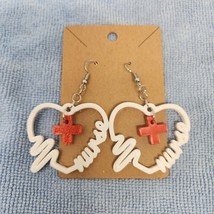 Nurse Heart Medical RN Hook Earrings - 3d Printed - Handmade - 1 Pair - £7.75 GBP
