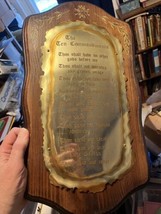 Vintage Home Interiors Homco The Ten Commandments Brass Wood Wall Plaque... - $24.74