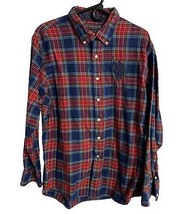 US Polo Assn Flannel Shirt Men&#39;s Size LL Sleeve Button Down Red Plaid Crest - £9.51 GBP