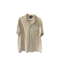 Daniel Cremieux Womens Size XXL Beige White Striped Polo Shirt 1/4 Button Sport - £10.67 GBP