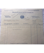 Vintage Baker Furniture Factories Inc. Allegan Michigan Invoice 1928 - £5.49 GBP