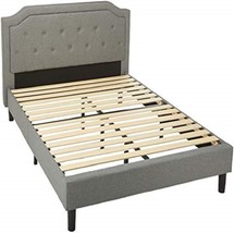 Queen-Sized Zinus Kellen Upholstered Scalloped Platform Bed Frame With Mattress - $293.96
