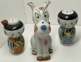Vintage made in Japan salt and pepper figurines figure and dog - £14.64 GBP