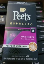 6 Peet&#39;s Coffee Espresso 10 Ct Capsules Ricchezza, Intensity 8. (SEE PICS) - £43.44 GBP