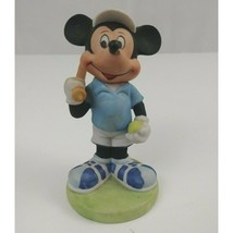 Vintage Disney Mickey Mouse Playing Tennis Porcelain Ceramic Figurine Korea - £7.74 GBP