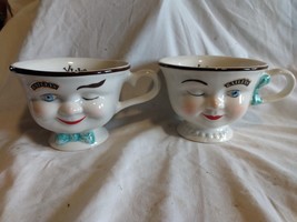 Vintage Baileys Irish Cream Winking Face Yum Coffee Cup Mug Set of 2 His... - £22.56 GBP