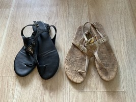 Lot of 2 Guess Sandals Shoes Tan Black Women’s Size 10 - £20.18 GBP